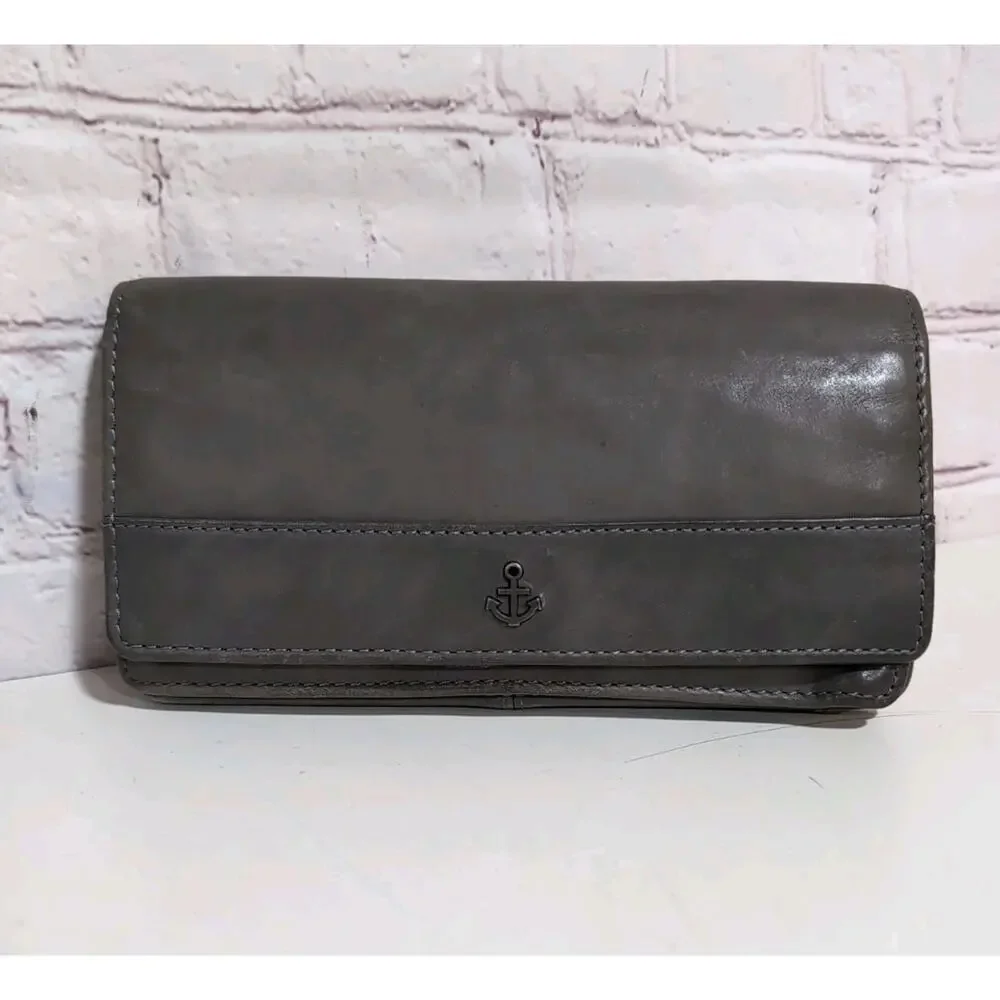Harbour 2nd Luja Gray Leather Wallet Bi Fold Wallet NWOT 7 X 4 - Picture 1 of 11